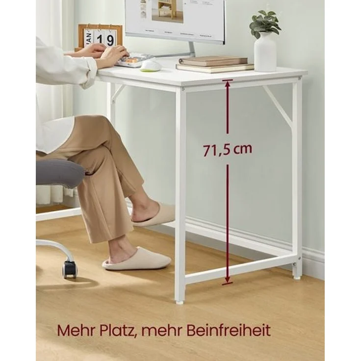 VASAGLE Schreibtisch, Kleiner Computertisch, Bürotisch, für Arbeitszimmer, Schlafzimmer, 60 x 120 x 76 cm, moderner Stil, Metallgestell, ahornweiß – Bild 3