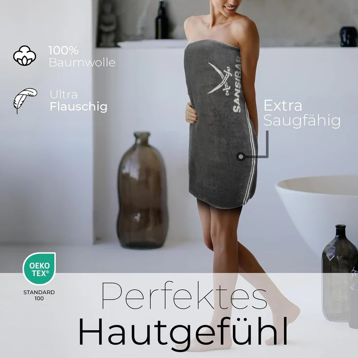 Sansibar Sylt Duschtuch Badetuch Saunatuch Frottier-Serie "Doubleface“, 80x150 cm, (1-St), mit hochwertig gewebtem Sansibar Logo – Bild 2