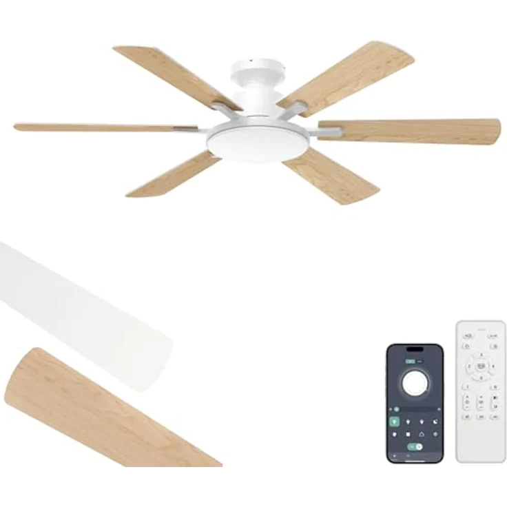 ROTTOGOON Deckenventilator mit Beleuchtung 132cm Leise DC Motor, Weiß – Bild 1