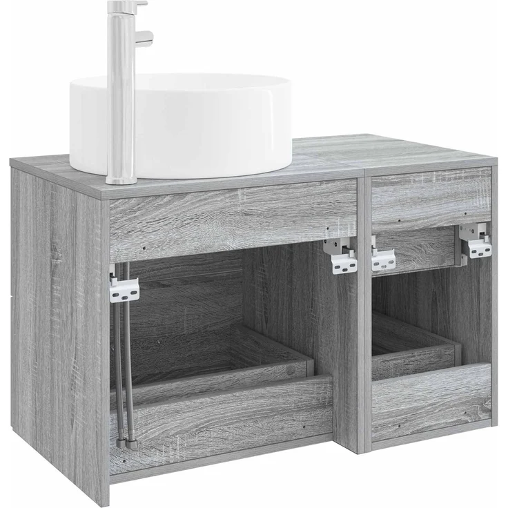 vidaXL Badezimmerschrank-Set 2 stk. Grau Sonoma 79,5 x 44,5 x 80 cm 3404013 – Bild 5
