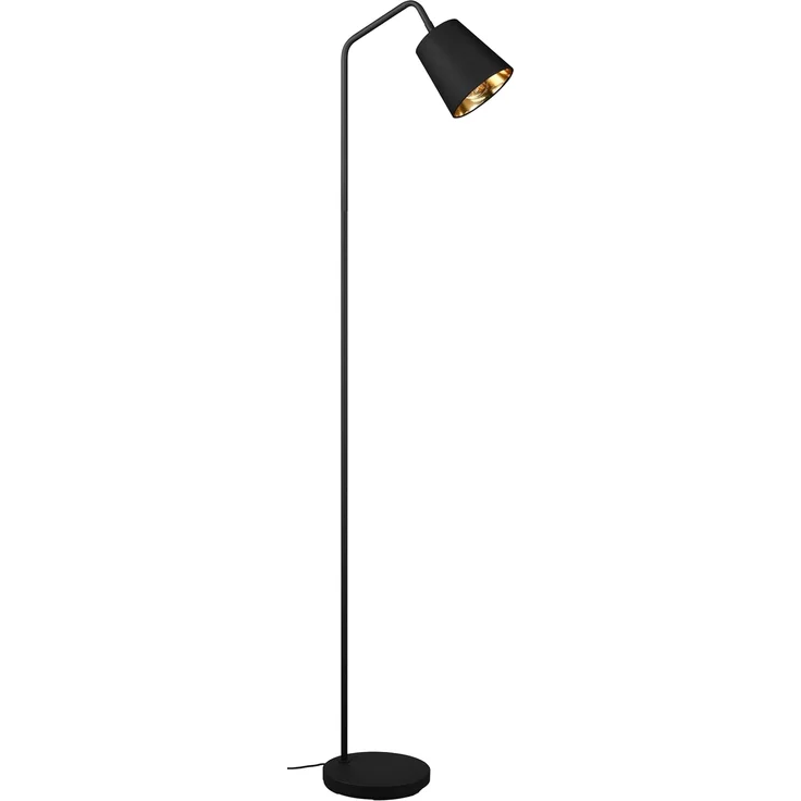 Stehleuchte BUDDY Spot schwenkbar, Metall & Stoffschirm Schwarz/Gold, Höhe 148cm – Bild 1