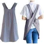 1er-Pack – Weiche Schürze aus Baumwolle und Leinen – Gekreuzte Rückseite – Japanischer Stil – Perfekt zum Kochen, für Einweihungspartys, tägliche Hausarbeiten (Grau, 28,3 x 35,4 Zoll)