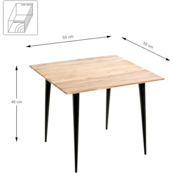 XXXL Beistelltisch, massiv, schwarz, Akazie, quadratisch, 55x46x55 cm, einfacher Aufbau – Bild 2