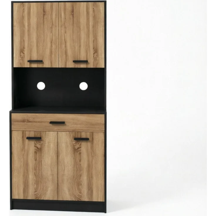 Küchenbuffet 80x40x180 cm im Industrial-Stil, 4 Türen, Schublade und Kabeldurchführungen – Bild 5