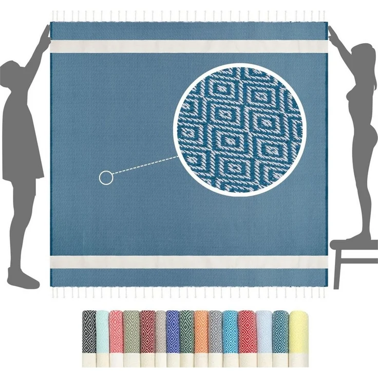 furora HOLIDAY Strandtuch XXL groß 200x200 cm Strand Tuch, aus Baumwolle, Stranddecke, Vielseitig, schöne Farben, hochwertige Verarbeitung – Bild 2