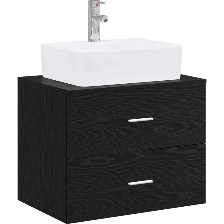 vidaXL Wandmontierter Waschbeckenunterschrank Schwarze Eiche 3404383 – Bild 2