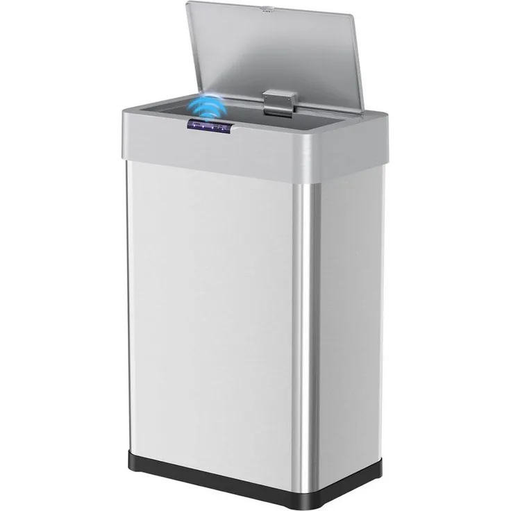 TLGREEN Mülleimer mit Sensor,automatischer Abfalleimer 30/50/60 L, mit Klemmring für Müllbeutel,Softclose-Deckel, Stahl