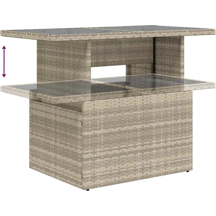 vidaXL 5-tlg. Garten-Sofagarnitur mit Kissen Hellgrau Poly Rattan 3326153 – Bild 8