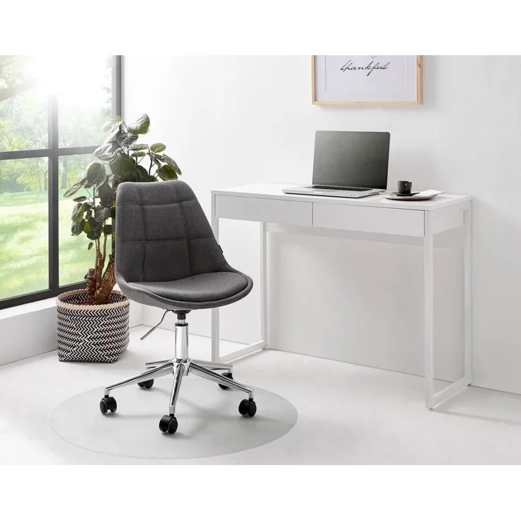 Carryhome 'CALAIS' Schreibtisch, MDF Metall weiß, 102 x 77 x 40 cm, mit 2 Schubladen – Bild 2