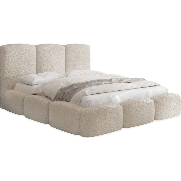 WFL GROUP Polsterbett Harmony (erhältlich in 5 Größen 120x200, 140x200, 160x200, 180x200, 200x200 cm), Doppelbett mit Stauraum, hohem Kopfteil, boucle oder samt Stoff