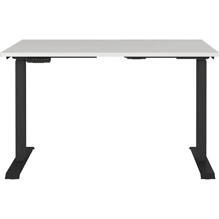 Germania Schreibtisch 7907-581, in Lichtgrau/Schwarz, EL. höhenverstellb, 120 x 120 x 80 cm (BxHxT) – Bild 4