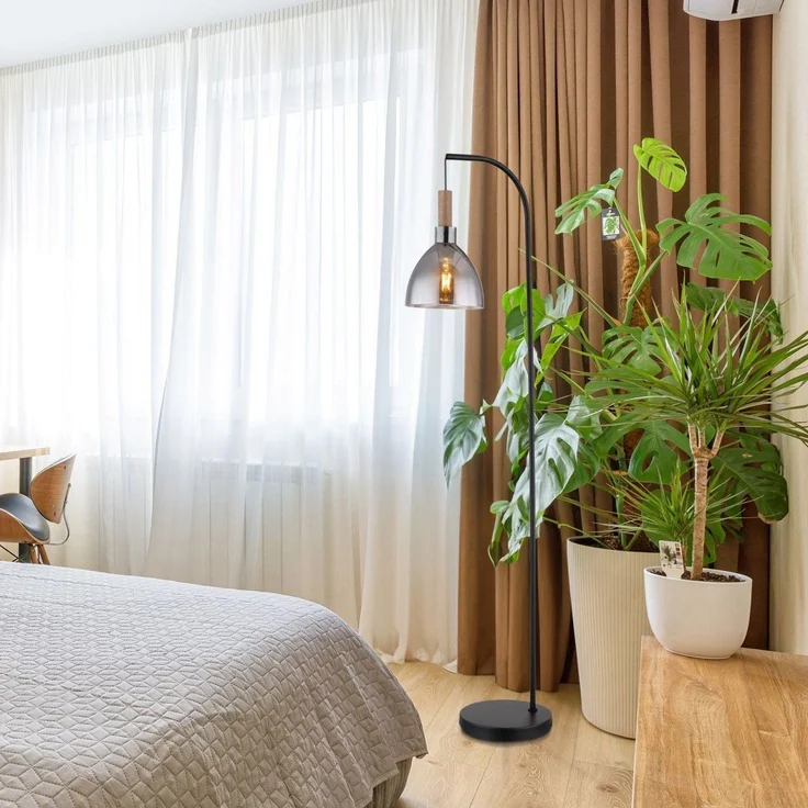 Stehleuchte Wohnzimmer Rauchglas Stehlampe Schwarz Standleuchte Standleuchte – Bild 2