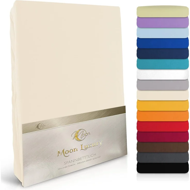 MOON Heimtextilien Spannbettlaken MOON-Luxury Spannbettlaken Jersey Stretch 230g/m², 97% Mako-Baumwolle 3% Elastan