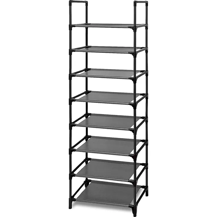 edihome, Schuhregal, 8 Ebenen, (46 x 27 x 141 cm), Schuhschrank Schmal, Schmale und hohe Schuhregale aus Kunststoff, Vertikal, Regal, Show Rack (8 Ebenen)
