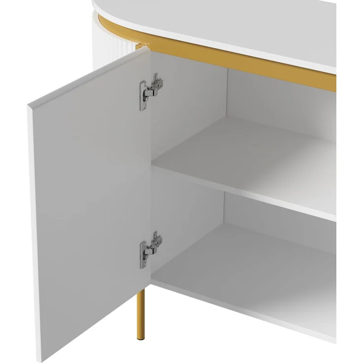 ZUBALIYA Sideboard 140x38x80 cm, mit 4 Türen, aus MDF, Weiß – Bild 16