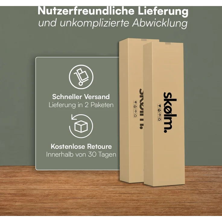 skølm 'Loki' Sofa 4 Sitzer, Vollschaumcouch mit Federkern und Vakuum-Kompression, kein Aufbau erforderlich, mit 4 Kissen, Teddy-Bouclé Stoff dunkelgrün – Bild 8