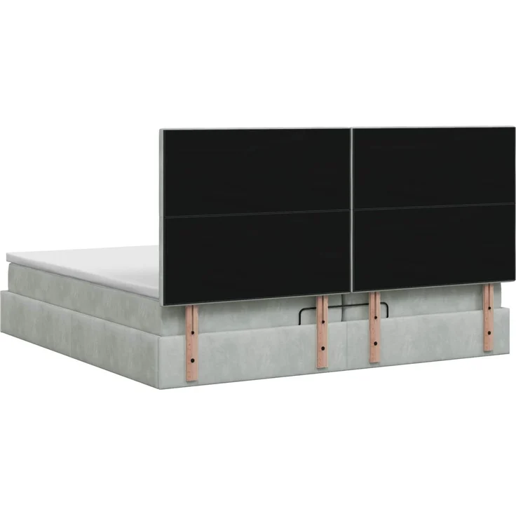 vidaXL Ottoman Bett mit Matratze Hellgrau 200 x 200 cm Samt 3457815 – Bild 9