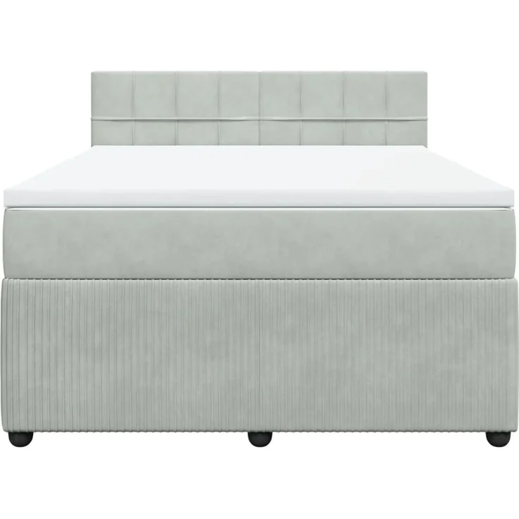 vidaXL Boxspringbett mit Matratze Hellgrau 140x190 cm Samt 3287734 – Bild 4