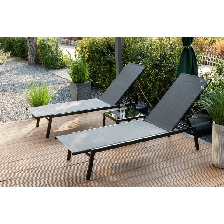 Gardissimo MADRID 2er-Set Liegen Sonnenliege Gartenliege mit Beistelltisch