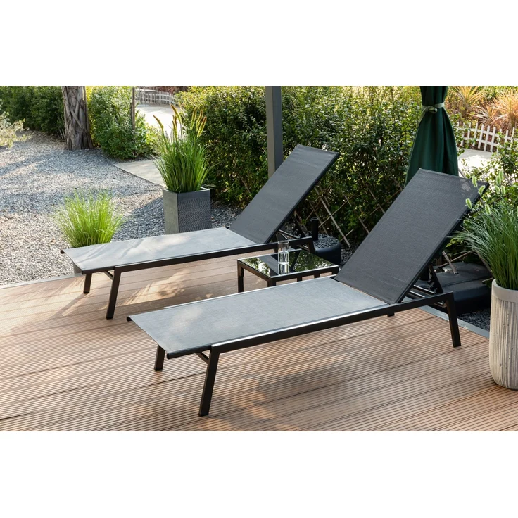 Gardissimo MADRID 2er-Set Liegen Sonnenliege Gartenliege mit Beistelltisch – Bild 1