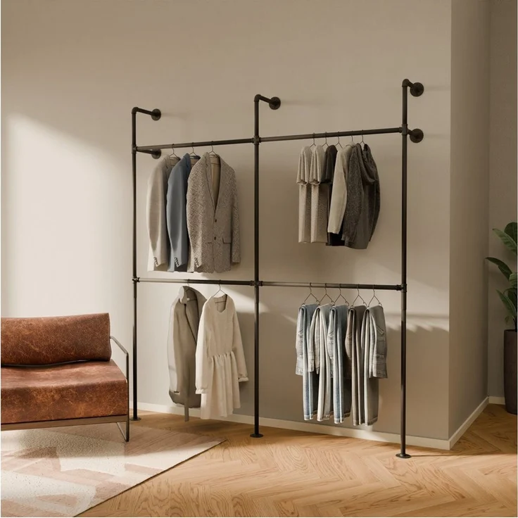 pamo. design Kleiderständer KIM DOUBLE, Offener Kleiderschrank aus Wasserrohren – Bild 1