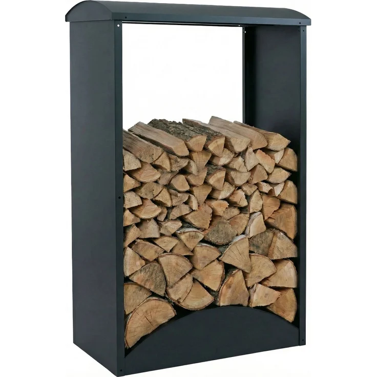 Brennholzlager HWC-P77, Kamin-/Feuerholzregal Holzlager Holzunterstand Outdoor Metall 160x98x50cm ~ grün – Bild 1