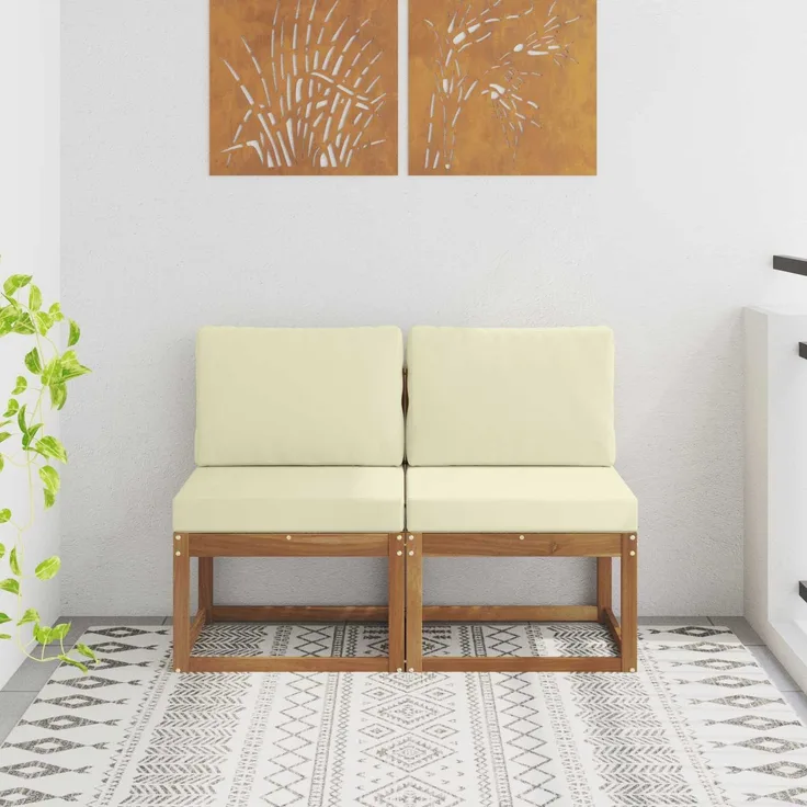 vidaXL 2 Stück Outdoor Mittelsofa Massivholz Akazie 900459