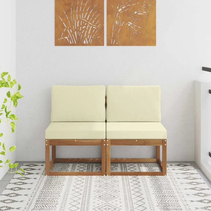 vidaXL 2 Stück Outdoor Mittelsofa Massivholz Akazie 900459 – Bild 1