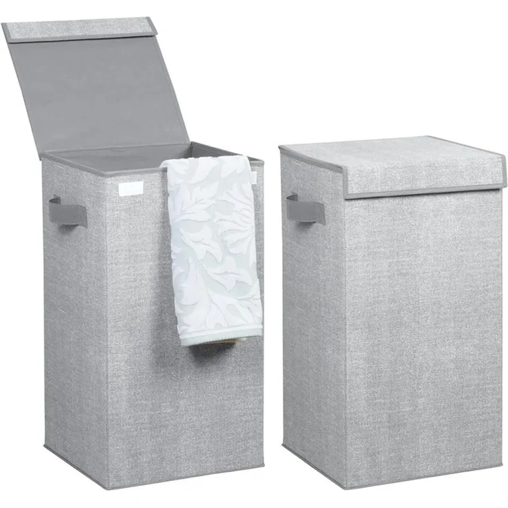 mDesign Wäschekorb Wäschetruhe Wäschebox Deckel Griffe faltbar 2er Set Grau