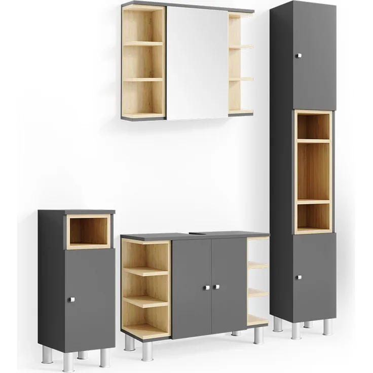 Badmöbel-Set Aquis Anthrazit 4-teilig Vicco