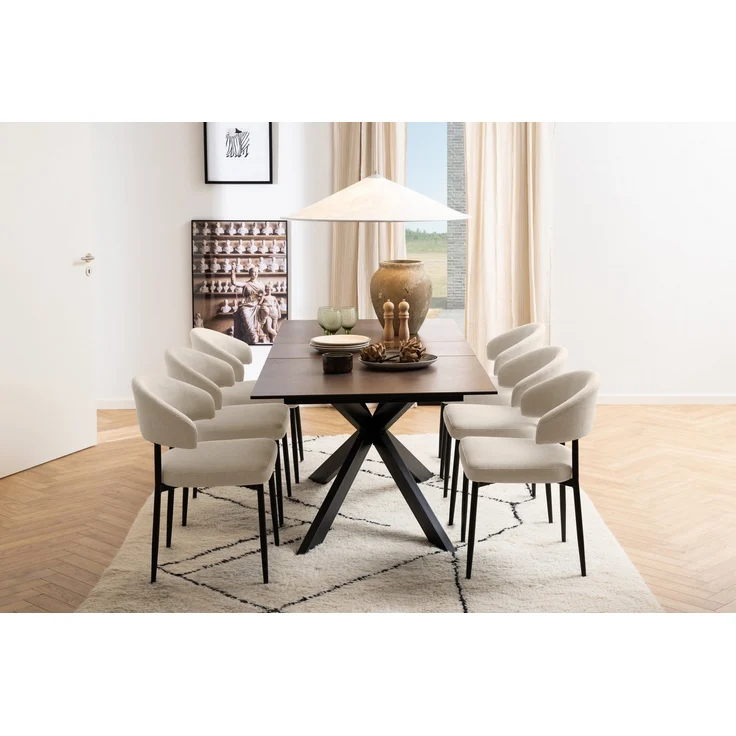 Polsterstuhl >Edina< (2er-Set) in Beige, Polyester,Stahl - 56x77x55cm (BxHxT) – Bild 2