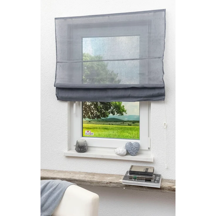 Lysel Outlet Raffrollo grau, transparent mit Schnurzug (B x H) 140cm * 170cm – Bild 1