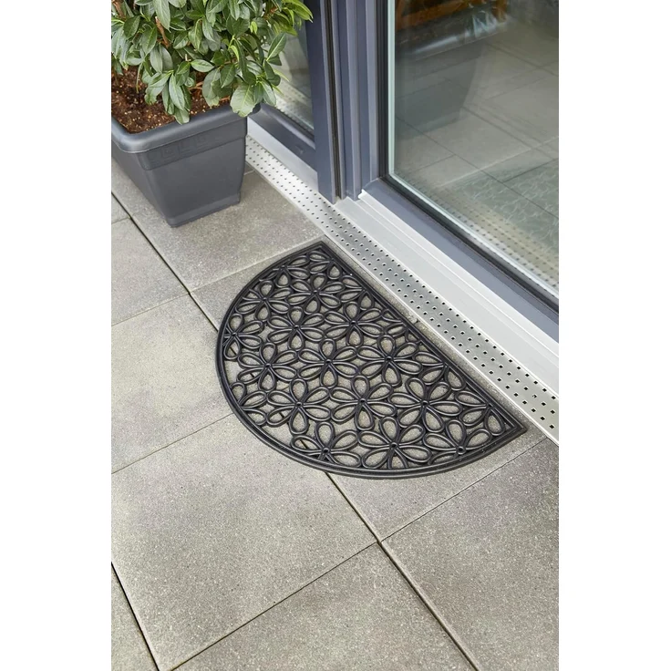Andiamo Fußmatte Nabucco 1, halbrund, Höhe: 10 mm, Gummi-Fussabtreter, Gusseisen Optik, In- und Outdoor geeignet – Bild 1