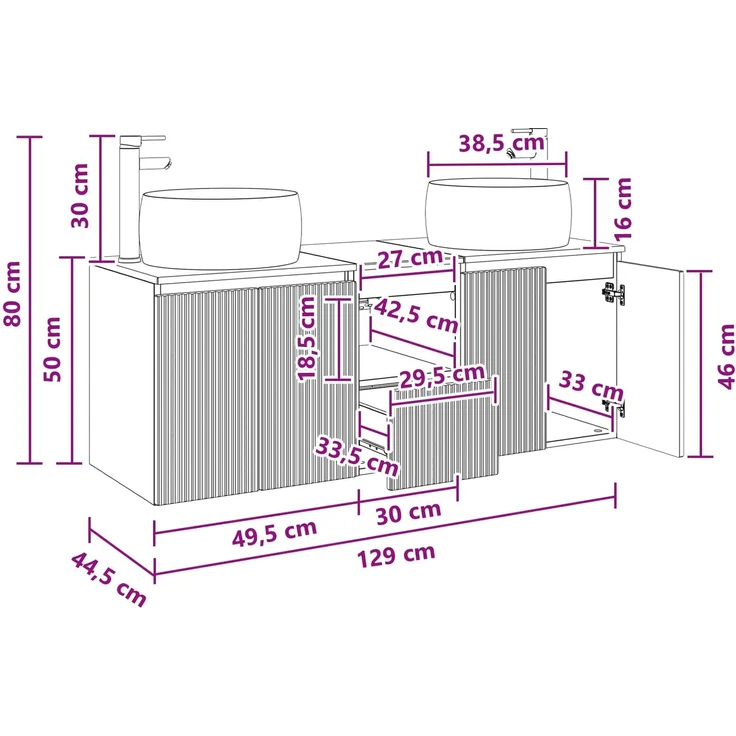 vidaXL Badezimmerschrank-Set 3 stk. Geräucherte Eiche 3405722 – Bild 12
