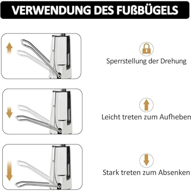 Barberpub Friseurstuhl Kippbar, Friseursessel mit Kopfstütze, 360° Drehbar & Höhenverstellbar, Friseureinrichtung Retro mit Hydraulikpumpe, Kunstleder, 9238(Schwarz) – Bild 7