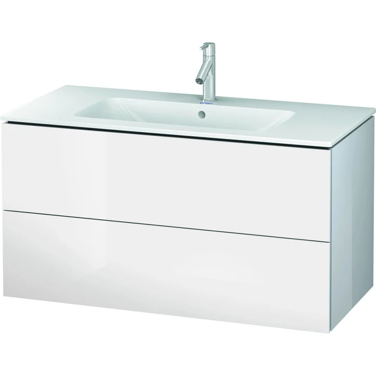 Duravit L-Cube Waschbeckenunterschrank, 102 cm, Weiß Hochglanz, mit pflegeleichten Oberflächen und geräumigen Schubladen