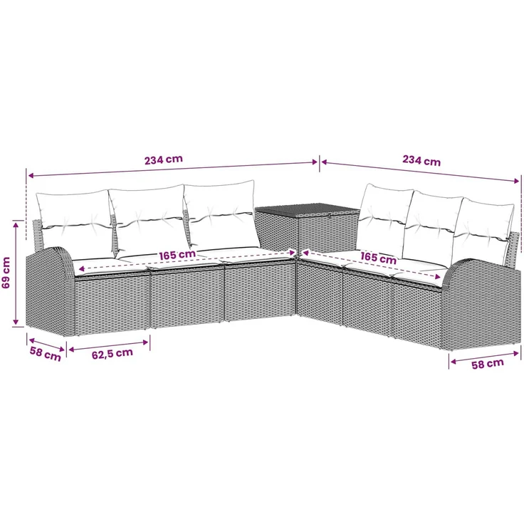 vidaXL Sofa Set 7 stk. Grau und Dunkelgrau 124 x 62 x 69 cm 3448704 – Bild 9