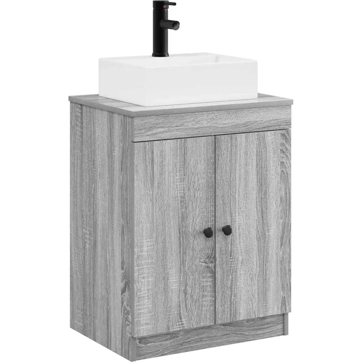 vidaXL Waschbeckenschrank Grau Sonoma 54 x 41 x 99,5 cm Holzwerkstoff 3404255 – Bild 2
