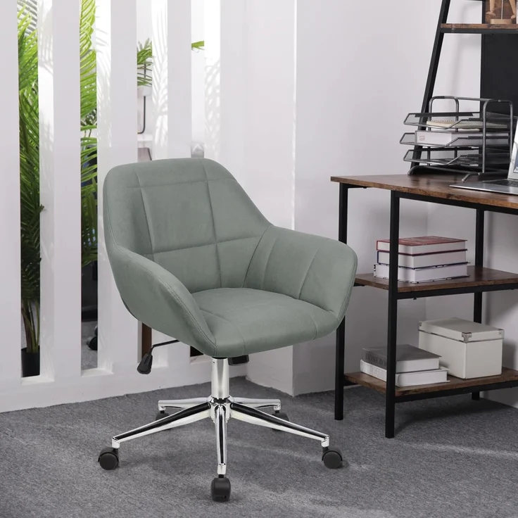 SVITA Schreibtischstuhl LILY, Höhenverstellbar, Bürostuhl mit Rollen, drehbar, Kunstleder, Grau – Bild 2