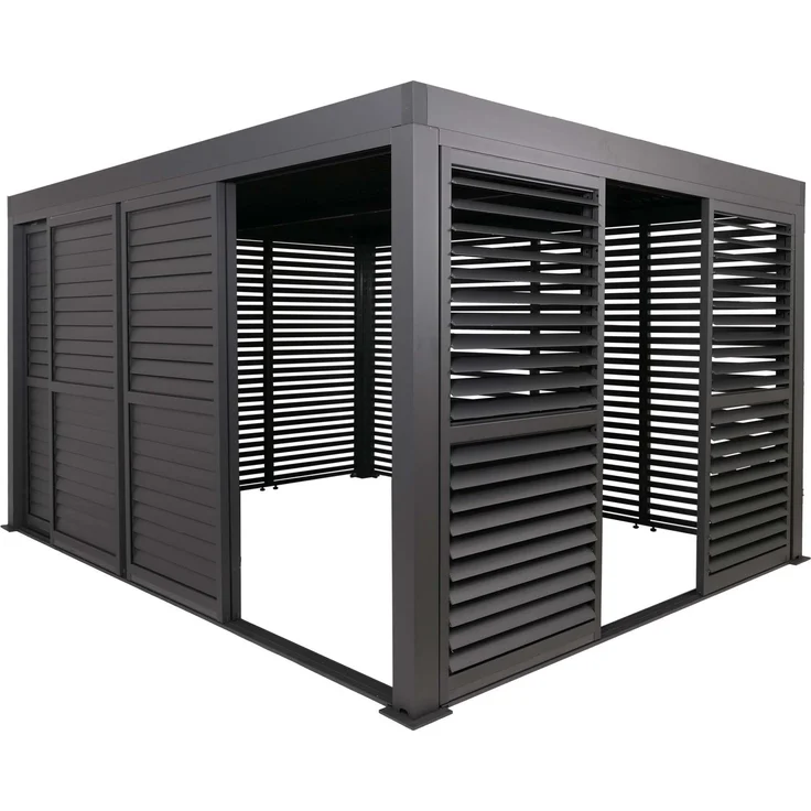 Mendler 'HWC-L46' Pergola, Regenrinne sturmfest, Aluminium anthrazit, 3x4 m – Bild 9