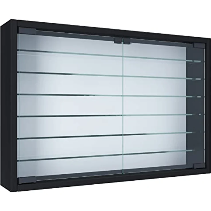 MID.YOU Hängevitrine, Schwarz, Glas, 6 Fächer, 60x40x10 cm, stehend, mit Drehtüren – Bild 4