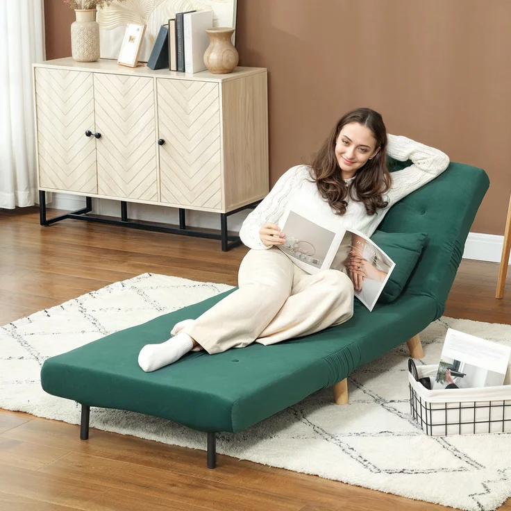HOMCOM Relaxsessel mit Bettfunktion, verstellbare Rückenlehne, bis 150 kg Belastbar, Dunkelgrün, 72 x 78 x 79 cm – Bild 7