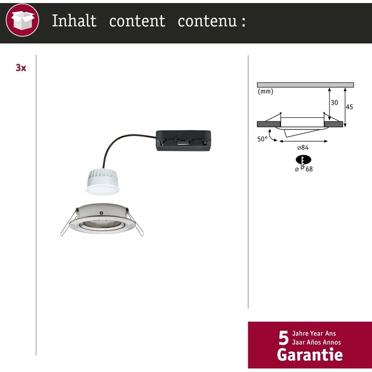 Paulmann 92441 LED Einbauleuchte Nova Coin 3er-Set Zigbee Tunable White Eisen gebürstet – Bild 7