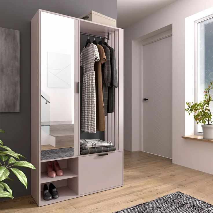 AX LIVING Garderobe Flur Milanoir 100 cm mit Spiegel Modern Kaschmir – Bild 2