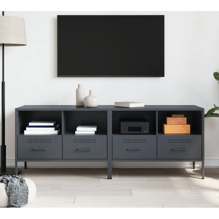 2 pcs TV-Schrank, Lowboard Anthrazit 68x39x50,5 cm Stahl – Bild 3