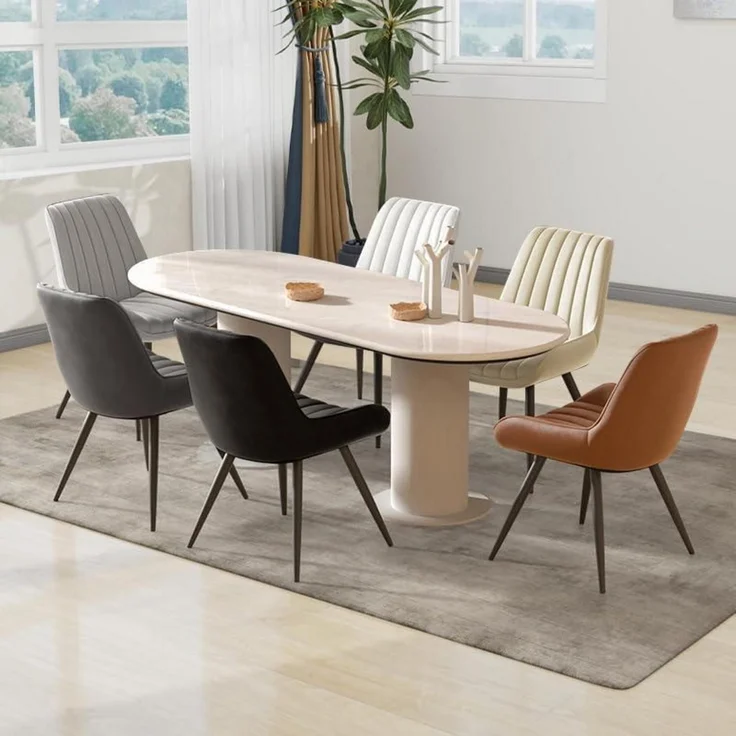 Esszimmerstuhl Polsterstuhl Sitzkissen Metallbeine 6er Set Braun – Bild 9