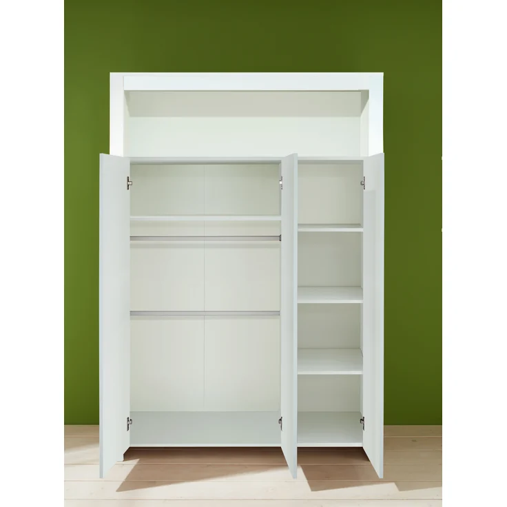 Trendteam 'Olivia' 3-trg. Kleiderschrank, weiß, mit 2 Kleiderstangen und 6 Ablagefächern – Bild 5