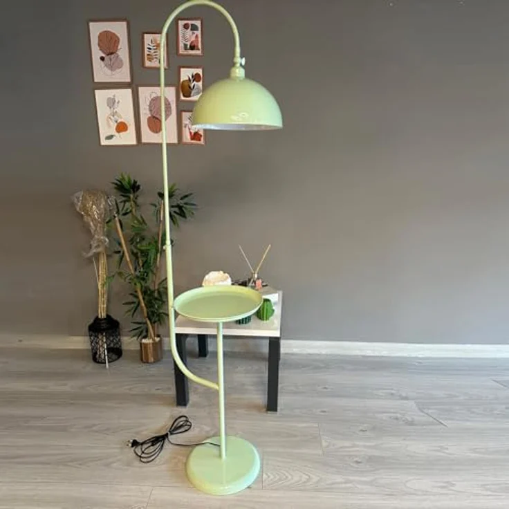 Bamyum Stehlampe Moderne Stehlampe aus Metall mit E27, verstellbarer Lampenschirm, ohne Leuchtmittel, E27, verstellbarer Lampenschirm, Stehluchte mit Ablage – Bild 4