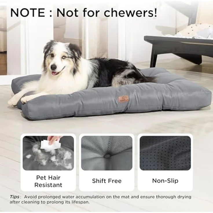 BEDSURE Hundekissen Grosse Hunde waschbar - 120x90 cm hundematratze XXL für große, mittelgroße Hunde Outdoor gepolstert Hundematte dunkelgrau in 10cm Höhe, XL Kühlmatte für Haustiere – Bild 3