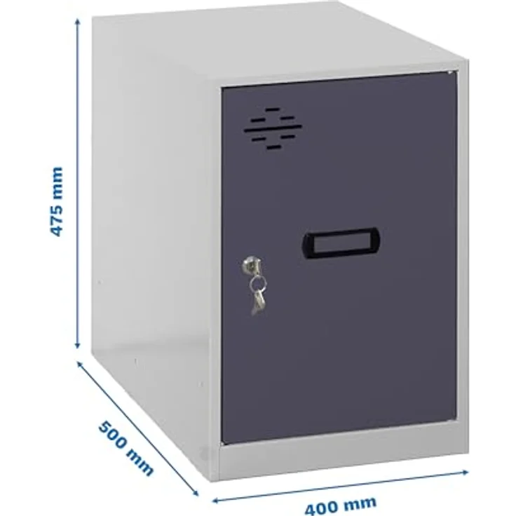 Simon Rack Simonlocker Kommode, klein, 475 x 400 x 500 mm, Amario aus Metall, inkl. Schlüssel, Grau/Anthrazit – Bild 3